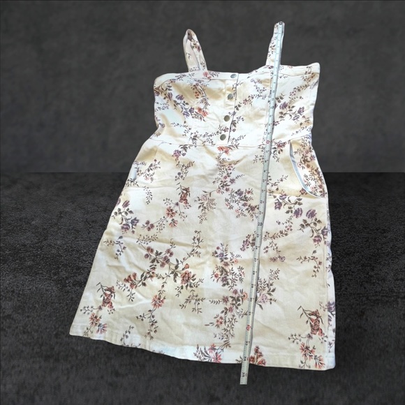No Boundaries Overall Dress Floral White Denim 2XX/19 - Picture 9 of 16